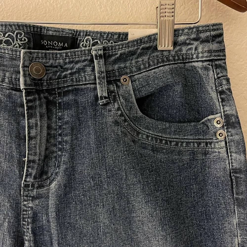Sonoma Women's Indigo Straight Jeans Size 6P Petite Blue Medium Wash Pant‎